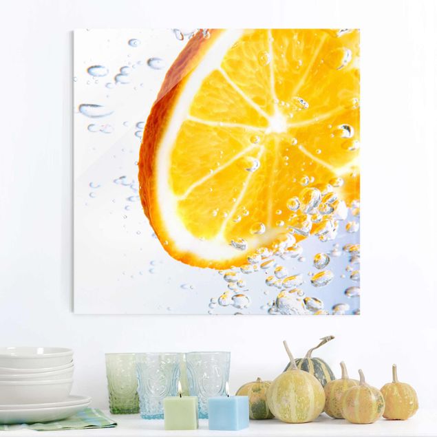 Glasbild Küche - Splash Orange - Quadrat 1:1