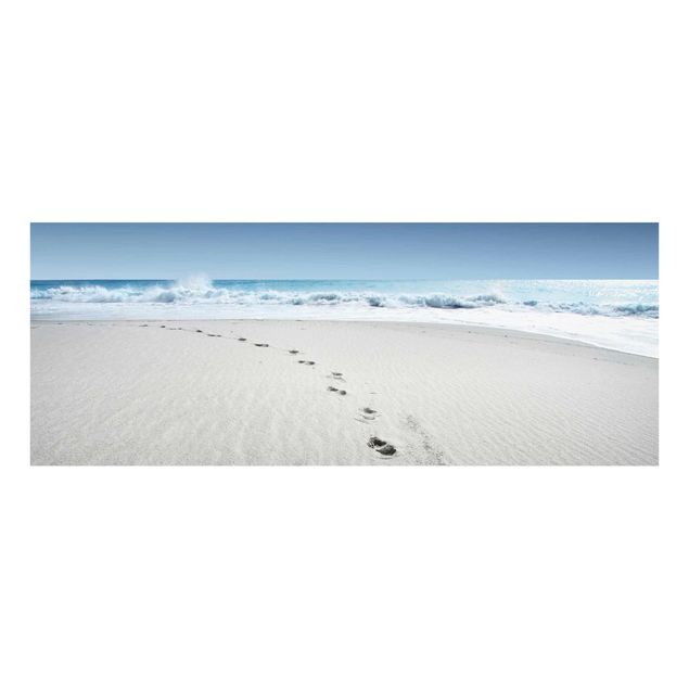 Glasbild - Spuren im Sand - Panorama Quer