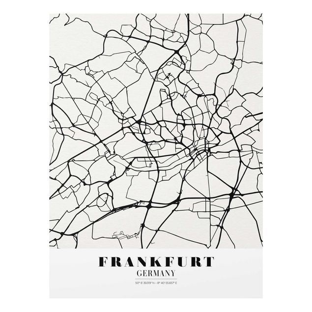Glasbild - Stadtplan Frankfurt - Klassik - Hochformat 4:3