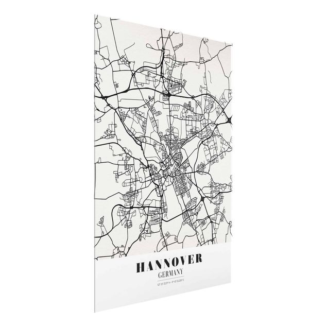 Glasbild - Stadtplan Hannover - Klassik - Hochformat 4:3