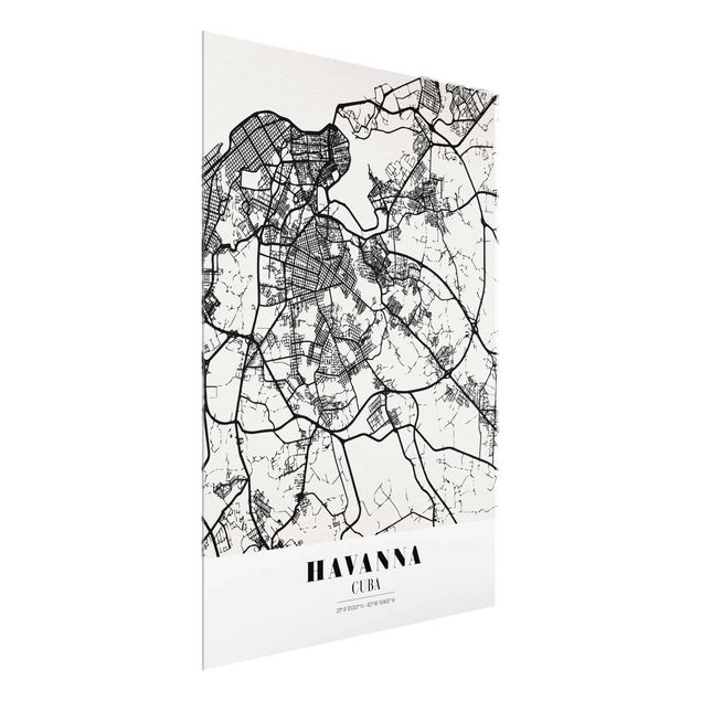 Glasbild - Stadtplan Havanna - Klassik - Hochformat 4:3