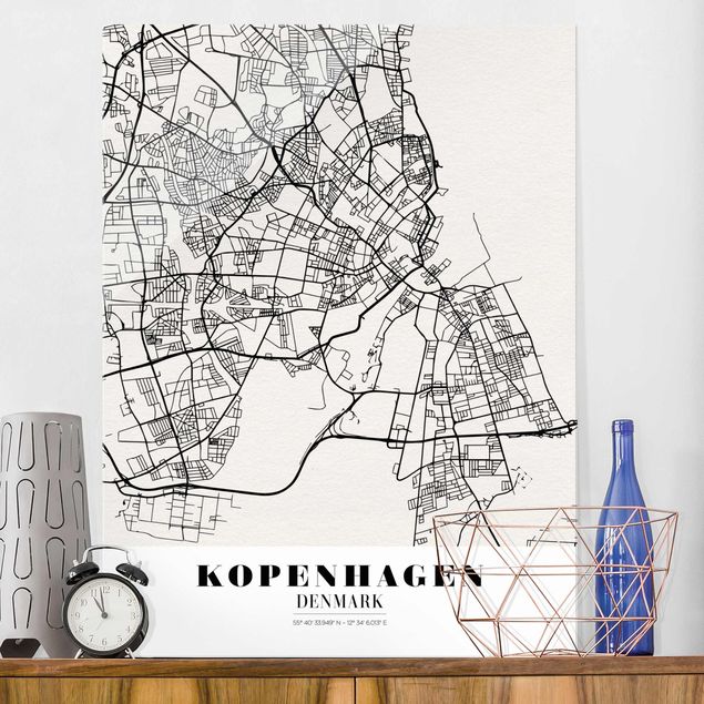 Glas Magnettafel Stadtplan Kopenhagen - Klassik