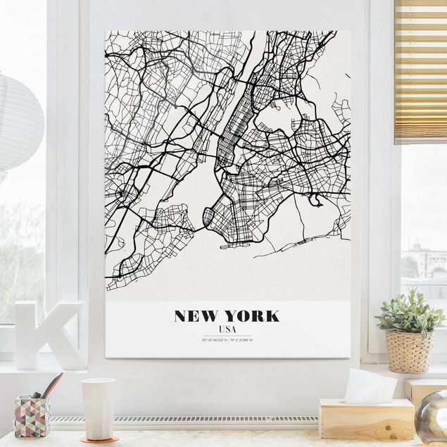Glas Magnettafel Stadtplan New York - Klassik