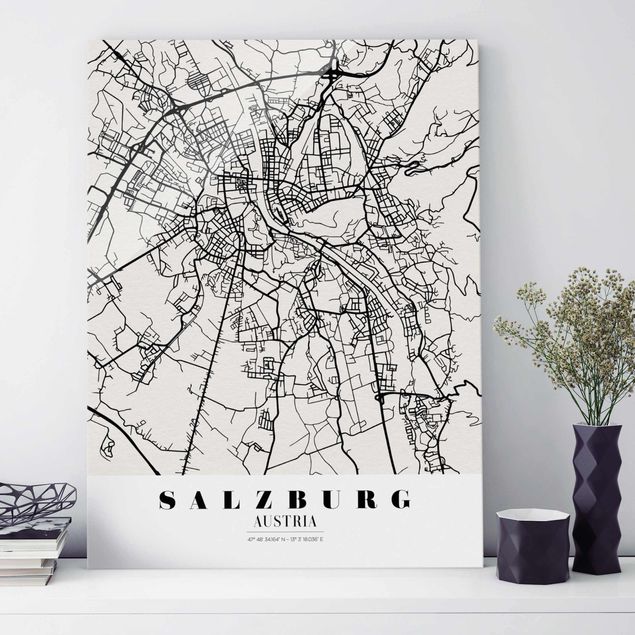 Magnettafel Glas Stadtplan Salzburg - Klassik