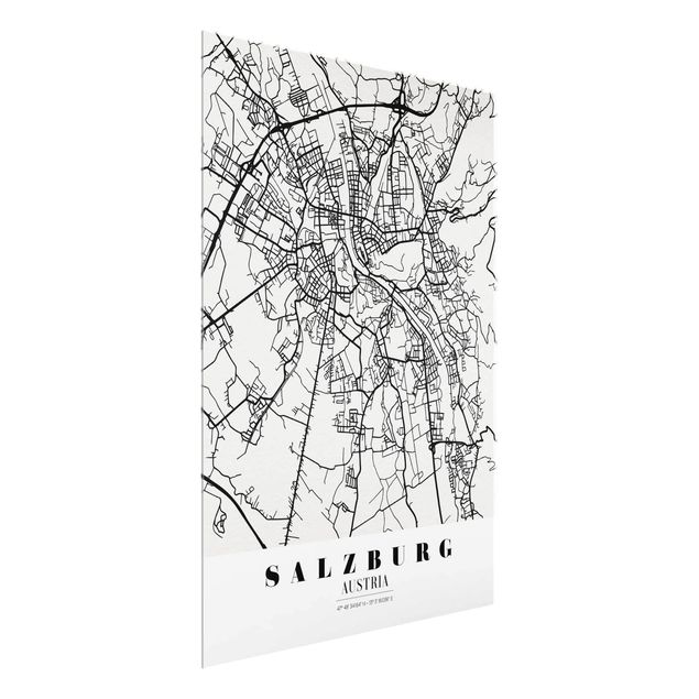 Glasbild - Stadtplan Salzburg - Klassik - Hochformat 4:3