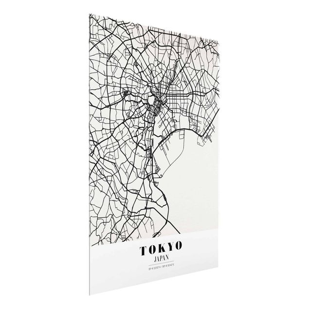 Glasbild - Stadtplan Tokyo - Klassik - Hochformat 4:3