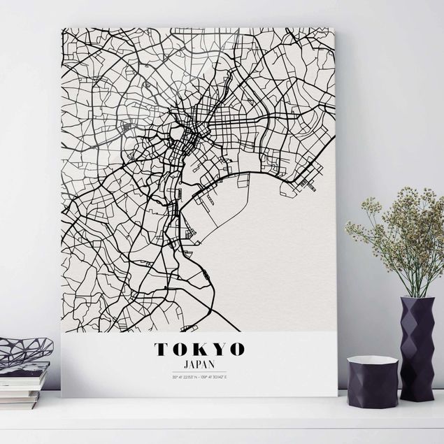 Magnettafel Glas Stadtplan Tokyo - Klassik