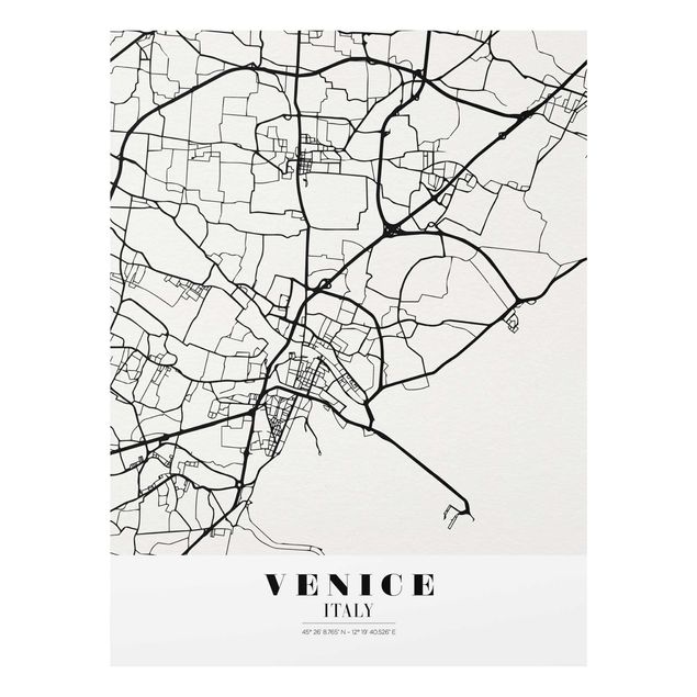 Glasbild - Stadtplan Venice - Klassik - Hochformat 4:3