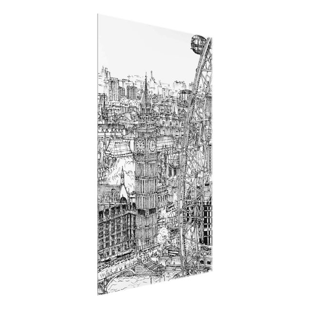 Glasbild - Stadtstudie - London Eye - Hochformat 3:2