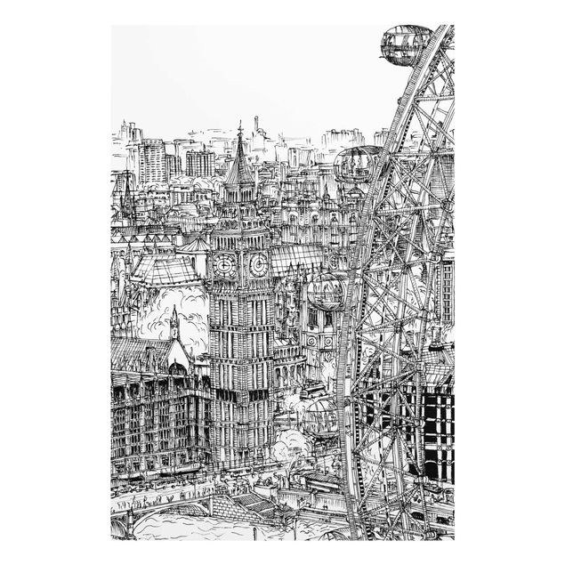 Glasbild - Stadtstudie - London Eye - Hochformat 3:2