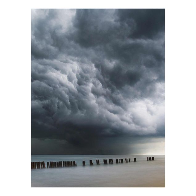 Glasbild - Sturmwolken über der Ostsee - Hochformat 4:3