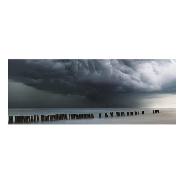 Glasbild - Sturmwolken über der Ostsee - Panorama