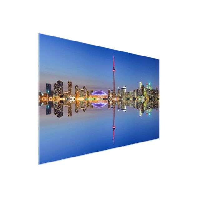 Glasbild - Toronto City Skyline vor Lake Ontario - Quadrat 1:1