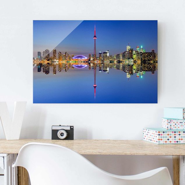 Glas Magnetboard Toronto City Skyline vor Lake Ontario