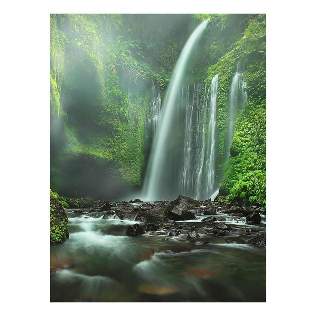 Glasbild - Tropischer Wasserfall - Hoch 3:4