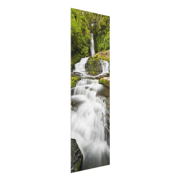 Glasbild - Upper McLean Falls in Neuseeland - Panel