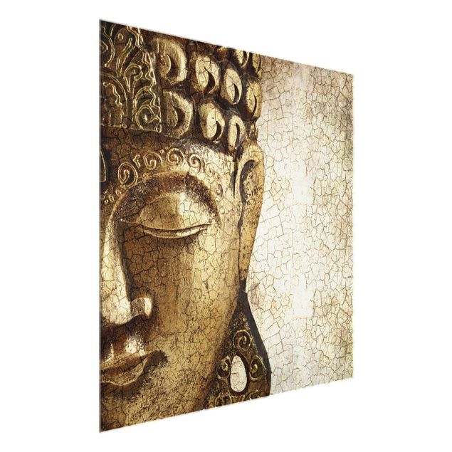 Glasbild - Vintage Buddha - Quadrat 1:1