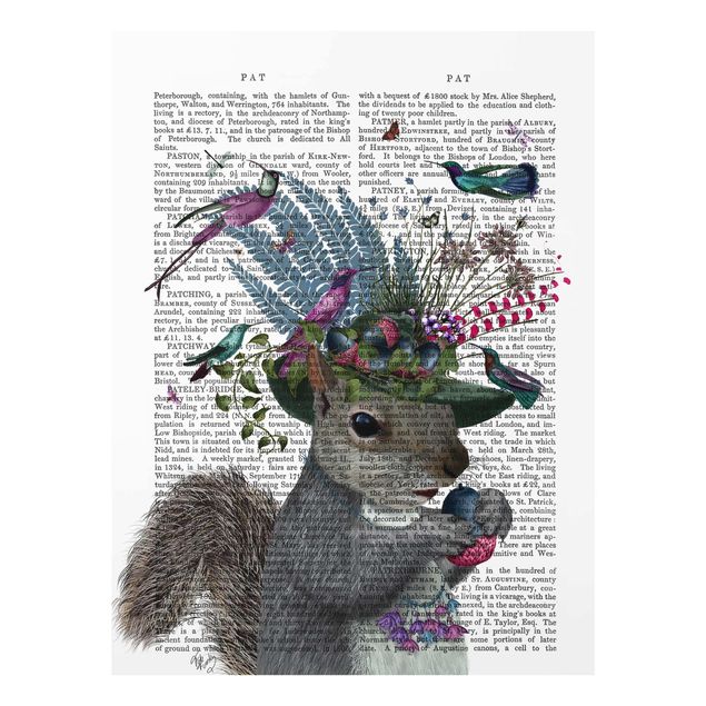 Glasbild - Vogelfänger - Eichhörnchen mit Eicheln - Hochformat 4:3