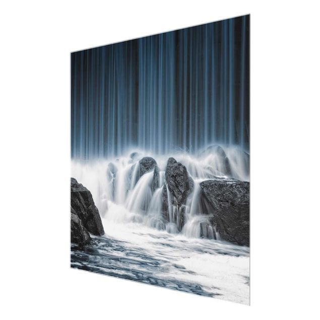 Glasbild - Wasserfall in Finnland - Quadrat 1:1