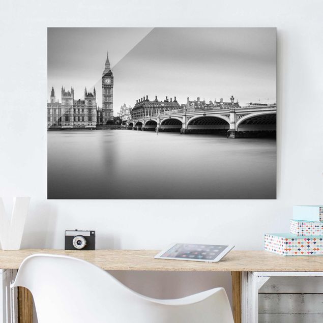Glas Magnettafel Westminster Brücke und Big Ben