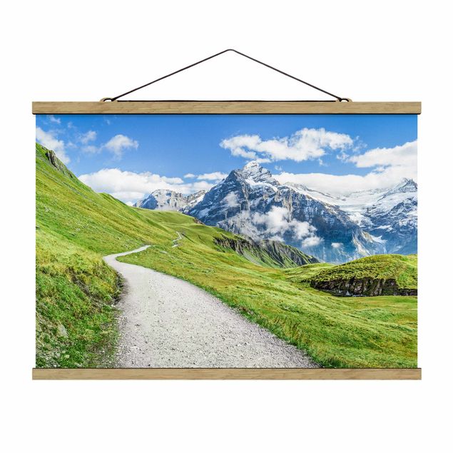 Stoffbild mit Posterleisten - Grindelwald Panorama - Querformat 3:2