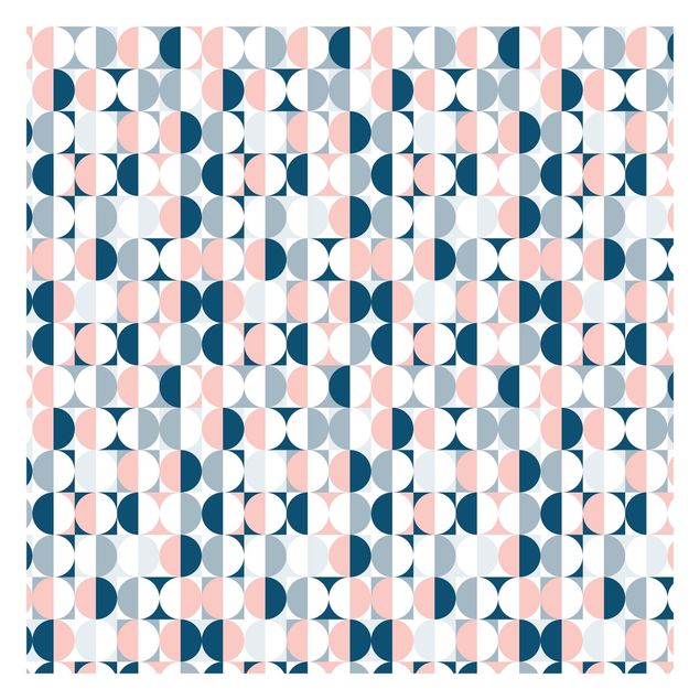 Fototapete - Halbkeis Muster in Blau mit Rosa