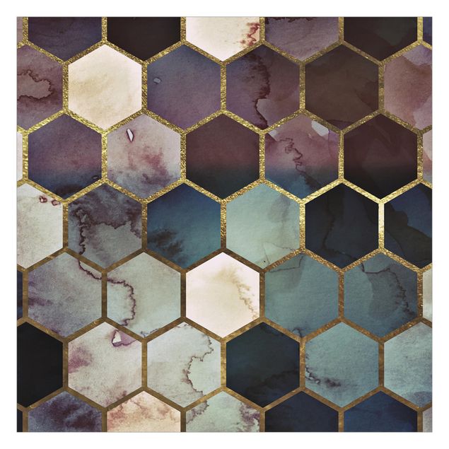 Fototapete - Hexagonträume Aquarell Muster