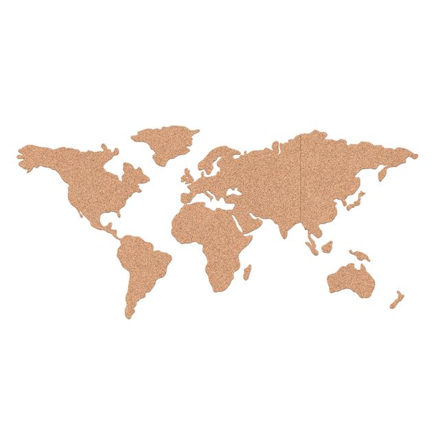 Wandaufkleber Weltkarte Weltkarte Kork Pinnwand mit 16 Landkarten-Pins 100 x 45 cm