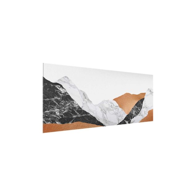 Glasbild - Landschaft in Marmor und Kupfer - Panorama