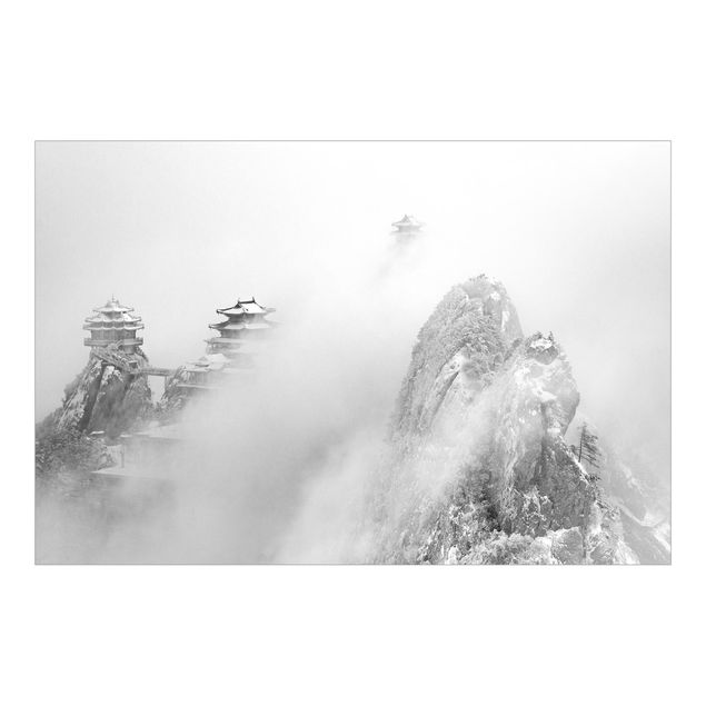 Fototapete - Laojun Berge in China Schwarz-Weiß - Querformat