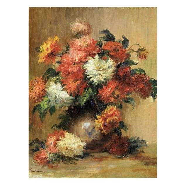Leinwandbild - Auguste Renoir - Stilleben mit Dahlien - Hoch 3:4