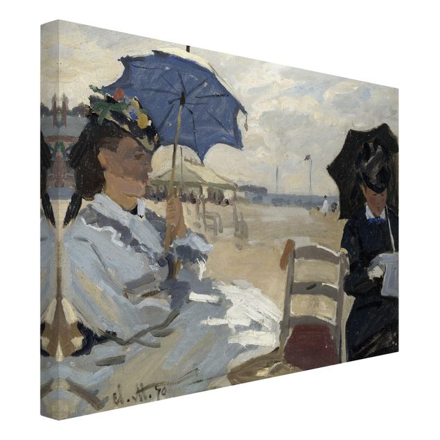 Leinwanddruck Claude Monet - Gemälde Am Strand von Trouville - Kunstdruck Quer 4:3 - Impressionismus