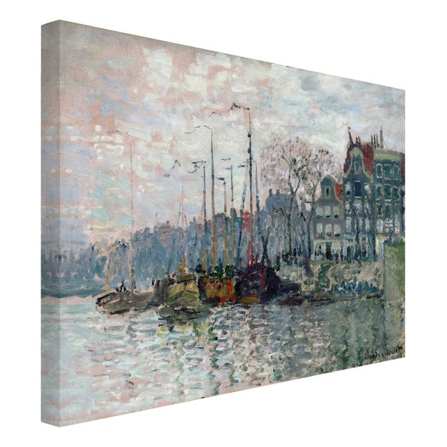 Leinwanddruck Claude Monet - Gemälde Blick auf die Prins Hendrikkade und die Kromme Waal in Amsterdam - Kunstdruck Quer 4:3
