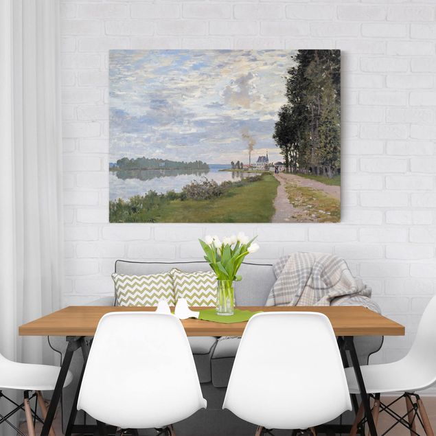Leinwanddruck Claude Monet - Gemälde Die Uferpromenade bei Argenteuil - Kunstdruck Quer 4:3 - Impressionismus