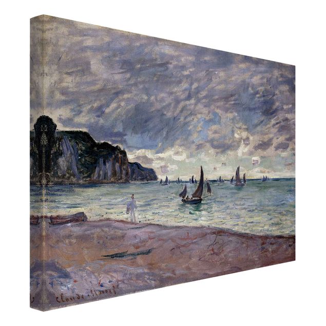 Leinwanddruck Claude Monet - Gemälde Fischerboote vor der Küste und den Felsen von Pourville - Kunstdruck Quer 4:3 - Impressionismus