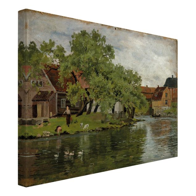 Leinwandbild - Edvard Munch - Szene am Fluss Akerselven - Quer 4:3