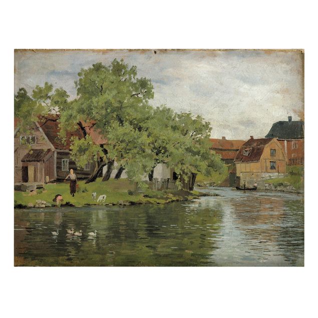 Leinwandbild - Edvard Munch - Szene am Fluss Akerselven - Quer 4:3