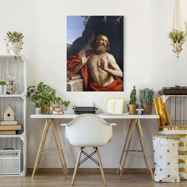 Leinwandbild - Guercino - Der heilige Hieronymus in der Wüste - Hoch 3:4