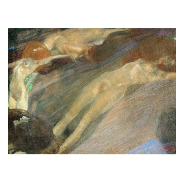 Leinwandbild Gustav Klimt - Kunstdruck Bewegtes Wasser - Quer 4:3 -Jugendstil