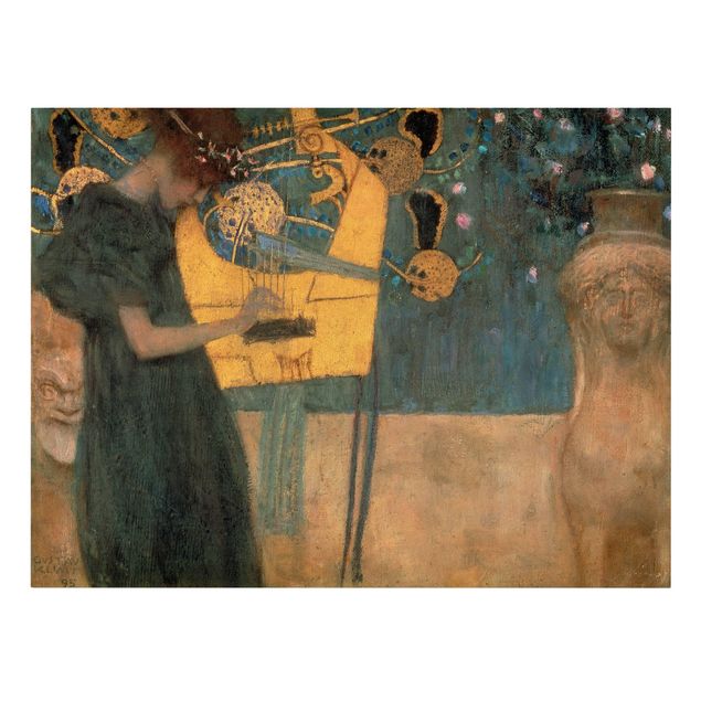 Leinwandbild Gustav Klimt - Kunstdruck Die Musik - Quer 4:3 -Jugendstil