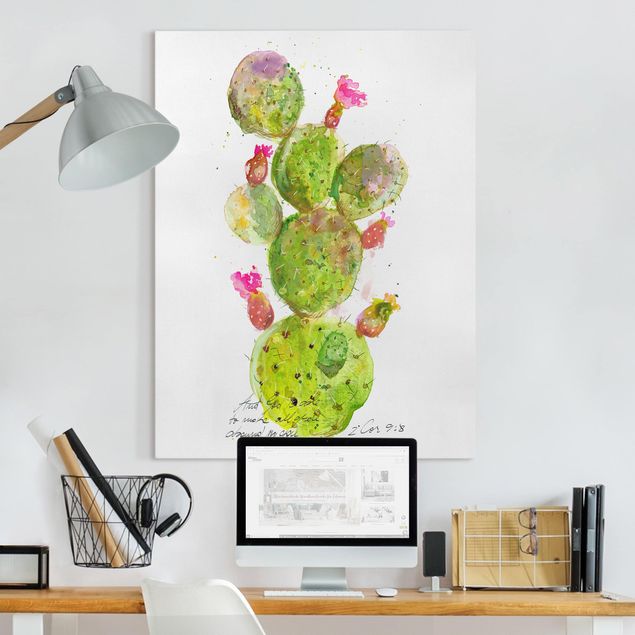 Leinwandbild - Kaktus mit Bibellvers III - Hochformat 4:3
