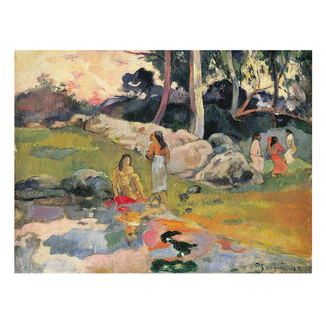 Leinwandbild - Paul Gauguin - Frauen an einem Flussufer - Quer 4:3