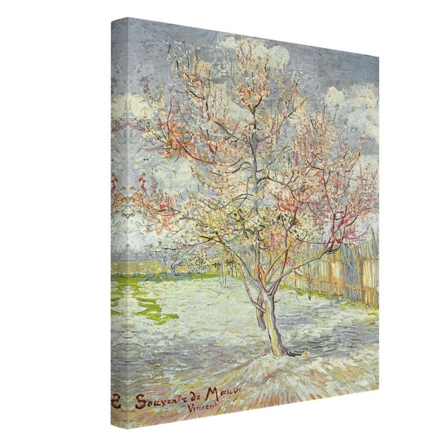 Leinwandbild - Vincent van Gogh - Blühende Pfirsichbäume - Hoch 3:4