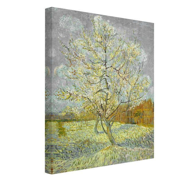 Leinwandbild - Vincent van Gogh - Blühender Pfirsichbaum (rosa) - Hoch 3:4