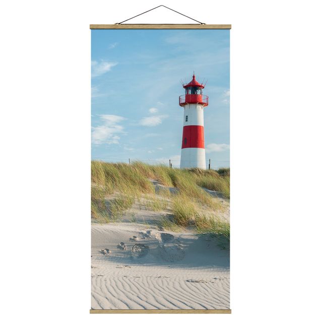 Stoffbild mit Posterleisten - Leuchtturm an der Nordsee - Hochformat 1:2
