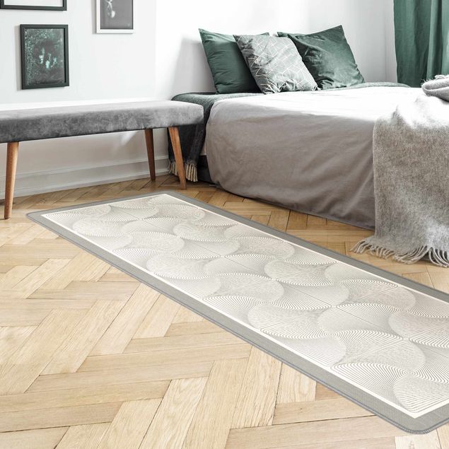Waschbare Teppiche Linienmuster Grau mit Rahmen