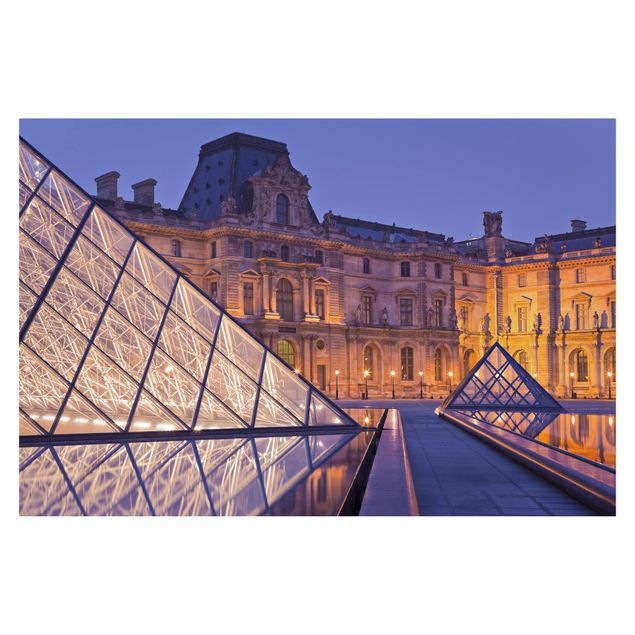Fototapete - Louvre Paris bei Nacht