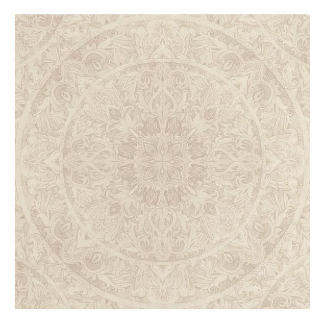 Leinwandbild Natur - Mandala Aquarell Ornament beige - Quadrat 1:1
