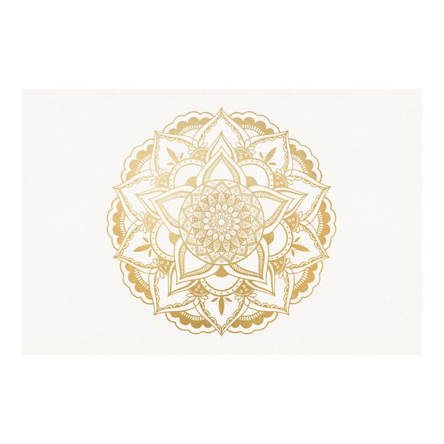 Fototapete - Mandala Blume gold weiß
