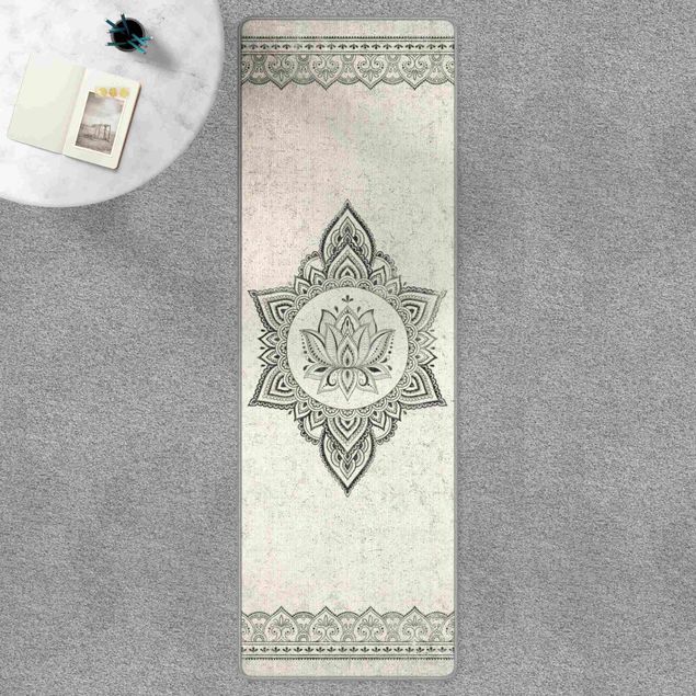 Teppiche spirituell Mandala Lotus Betonoptik